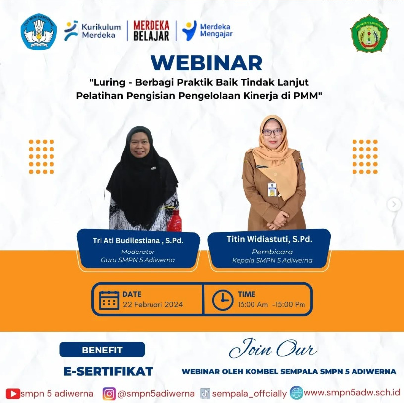 Kegiatan Webinar secara Luring di lakukan oleh Kombel Sempala SMPN 5 Adiwerna